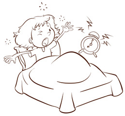 A young girl waking up