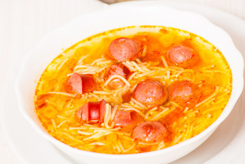 soup with sausage, pasta and vegetables