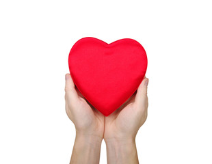 Red heart in hand