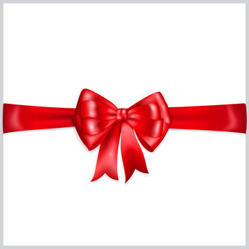 Red bow with horizontal ribbon