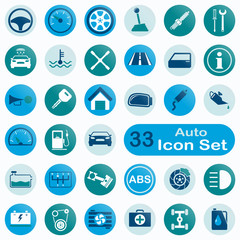Set of round auto icons
