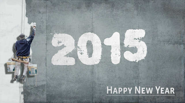 Happy New Year 2015 on facade