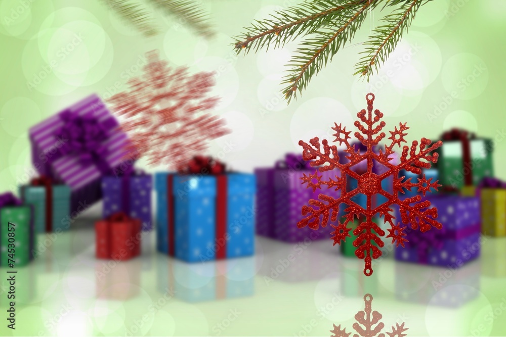 Poster composite image of decorations on tree