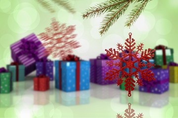 Composite image of decorations on tree
