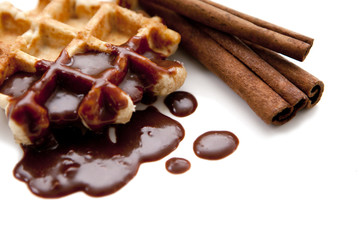 gaufre cannelle et chocolat fondu