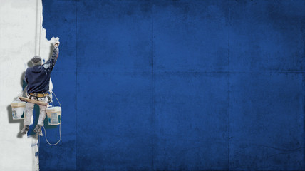 Industrial paint blue background