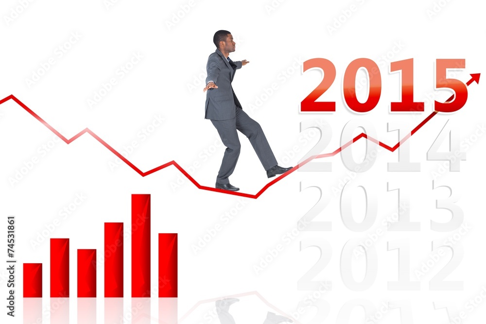 Poster composite image of businessman performing a balancing act