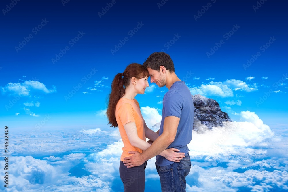 Poster composite image of couple looking at each other