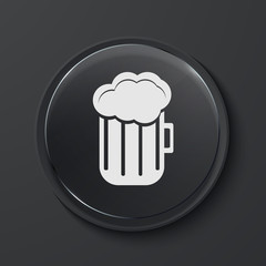 Vector modern black glass circle icon.