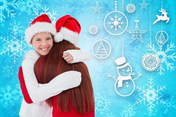 Composite image of mother and daughter with gift