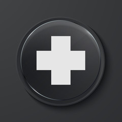 Vector modern black glass circle icon.