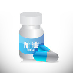 pain relief pills and jar illustration