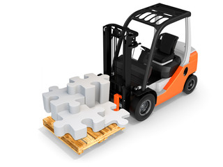 3d forklift with puzzle pieces