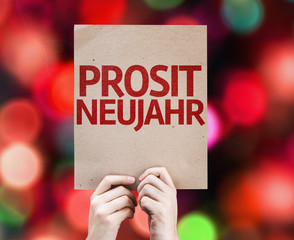 Happy New Year (in German) card with colorful background