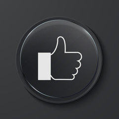 Vector modern black glass circle icon.