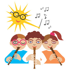 Children playing on the flute © jiris