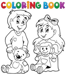 Coloring book children with toys 1