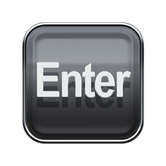 Enter icon glossy grey, isolated on white background