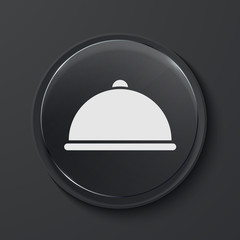 Vector modern black glass circle icon.