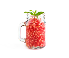 Mug delicious refreshing drink of Pomegranate with mint