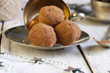 chocolates with pistachio praline, cognac and liqueur