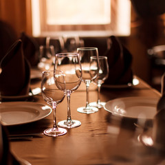 Tables set for meal
