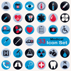 Set of round medical icons