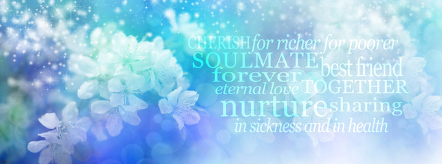 Blue Blossom Wedding Bokeh Banner