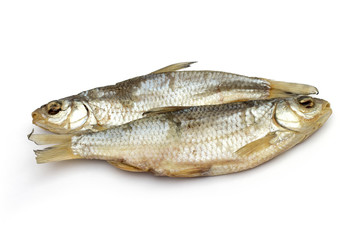 dried fish on the white background