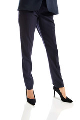 Close up on businesswoman slim legs in high heels