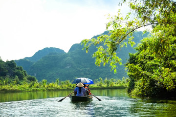 Caves popular tourist boats in Trang An, Vietnam