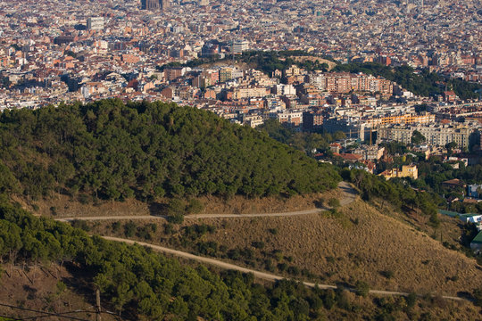 Panoramic view of Barcelona, Spain.