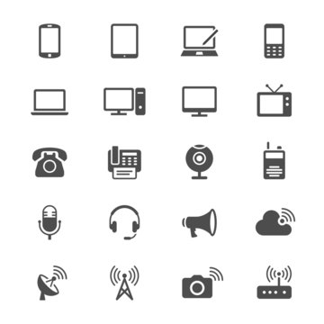 Communication device flat icons
