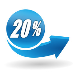 20 pourcents sur bouton web bleu