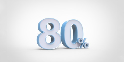 3D rendering of a white and baby blue 80 percent letters