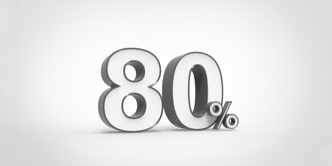 3D rendering of a white and black 80 percent letters
