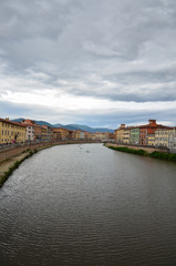 Embankment of the River Arno in the Italian City of Pisa
