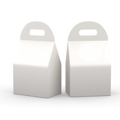 White flat bottom  box with handle, clipping path included