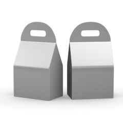 Silver flat bottom  box with handle, clipping path included