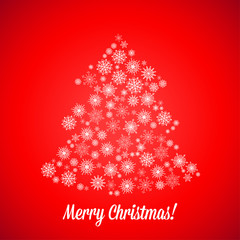 Christmas tree made of random snowflakes