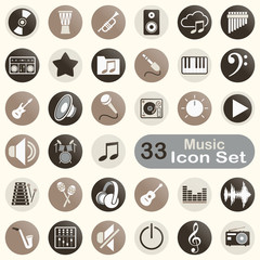 Set of round music icons