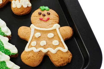 Gingerbread cookies on the pan