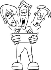 boys playing game coloring page