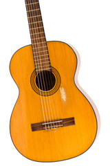 Obraz premium The old classical guitar isolated on white background