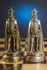 Fototapeta na wymiar Some Chess Metallic Pieces