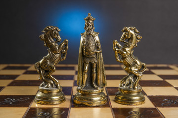 Fototapeta na wymiar Some Chess Metallic Pieces