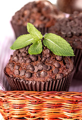 Homemade chocolate muffins in paper 