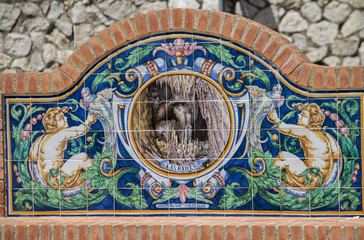 azulejo tiles depicting the Aracena caves in Spain.
