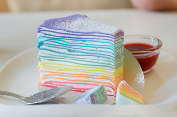 Rainbow crepe cake