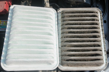 dirty and clean air filter for car